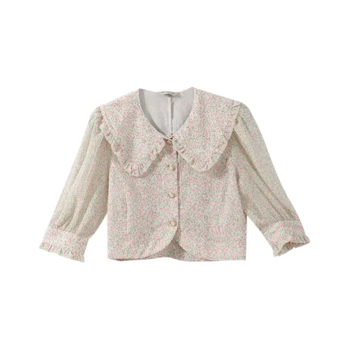 YUMOMO STAR Shirts Women's Apricot Base With Pink Floral