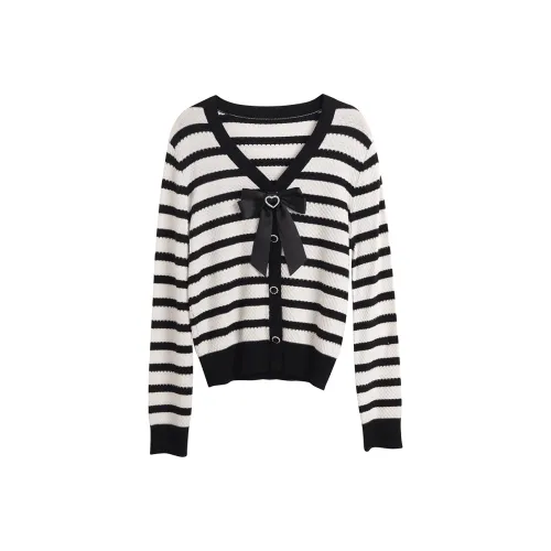 Olrain Knitwear Women's Black White Stripes