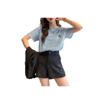 Tonlion Drop Shoulder Sleeve T Shirt Women's Tranquil Blue