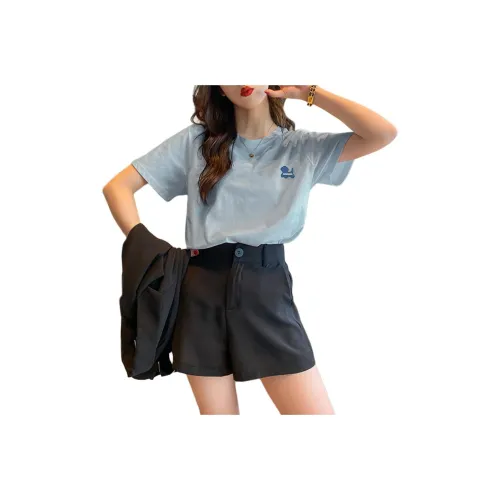 Tonlion Drop Shoulder Sleeve T Shirt Women's Tranquil Blue