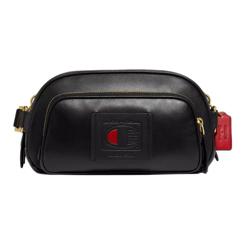 COACH Champion Collaboration Leather Fanny Pack Medium Size Women's Black-0