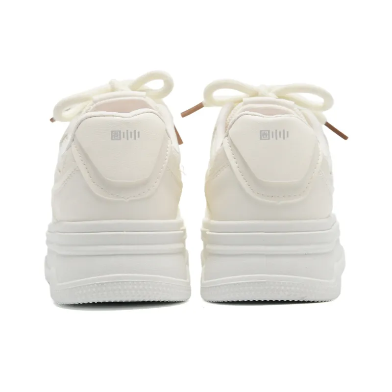 Circle Small Cushioning Lightweight Slip Resistant Low Top Skateboard Shoes Women's Ecru-4