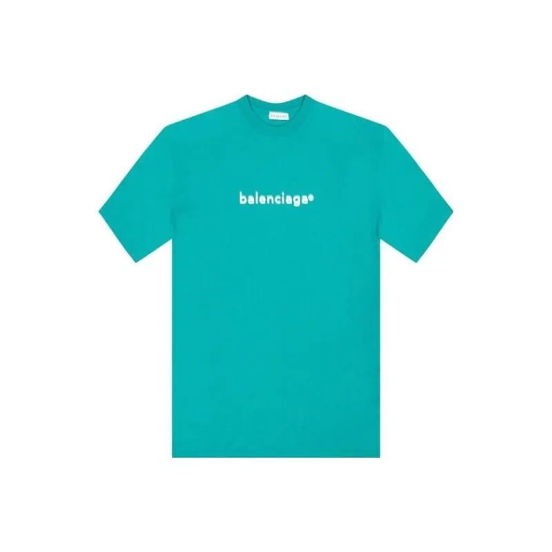 Balenciaga Logo T Shirt 'Dark Turquoise/White'-0