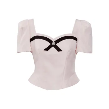 TAMMY TANGS Puff Sleeve T Shirt Women's Pink