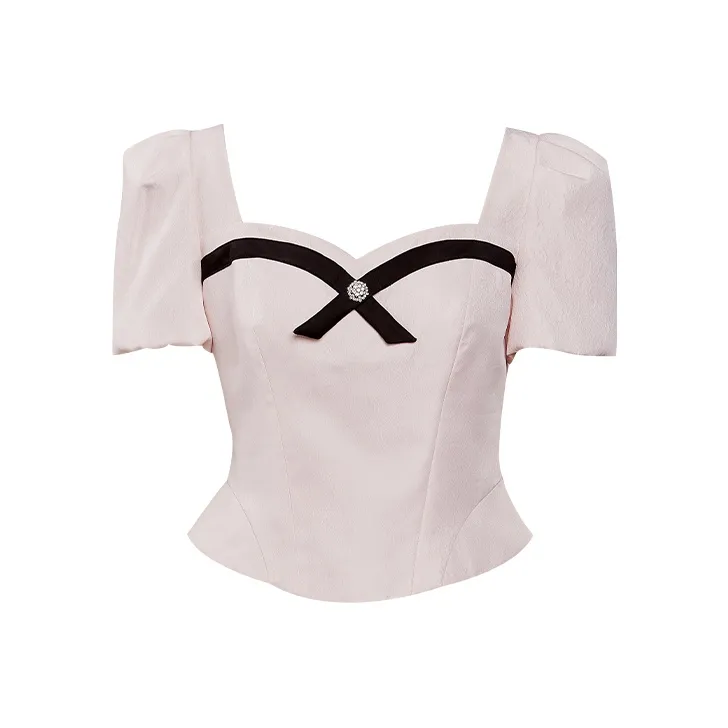 TAMMY TANGS Puff Sleeve T Shirt Women's Pink-0