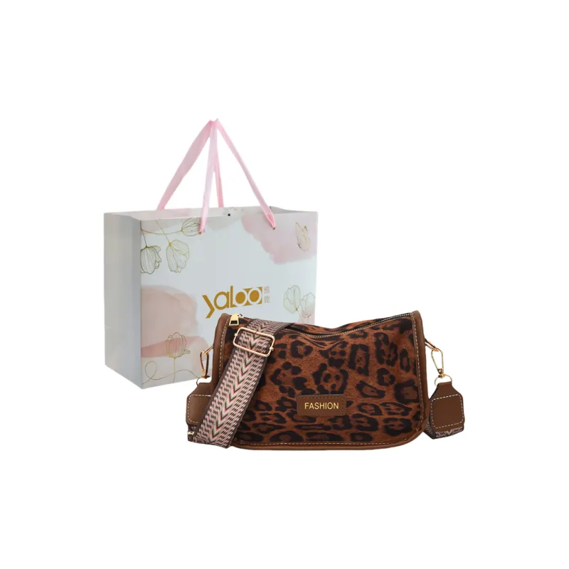Yalu Flannelette Shoulder Bag, Crossbody Bag Women's Black Leopard Print/Brown Leopard Print-7