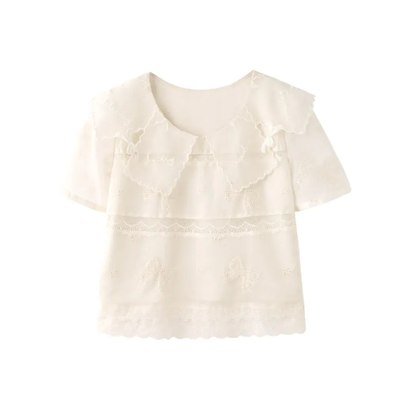 Miss Chipmunk Shirts Women's White Bowknot-0