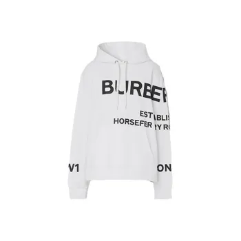 Burberry Horseferry Print Cotton Oversized Hoodie White