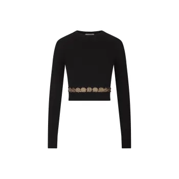 Paco Rabanne Ribbed-Knit Stud Embellished Cropped Top