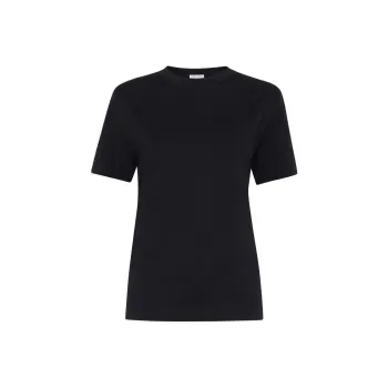 Brunello Cucinelli Solid Color Crew Neck Casual Short Sleeved Shirt T Shirt Women's Black