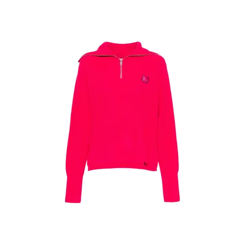 Maison Kitsune Bold Fox Head Patch Half Zip Ribbed Jumper