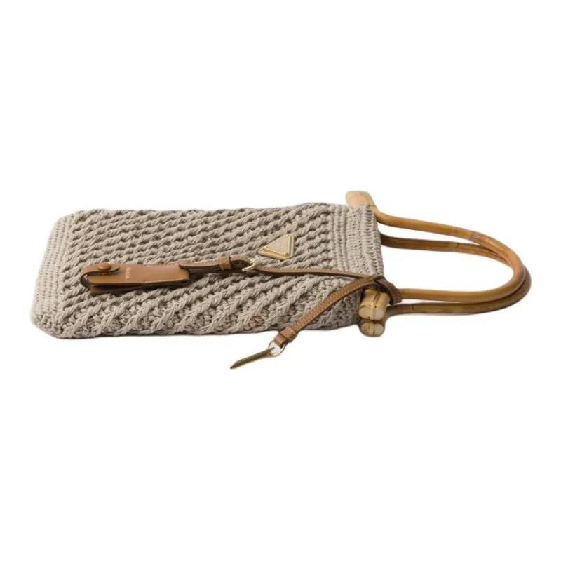 PRADA Cotton Handbag Mini Women's Beige-2