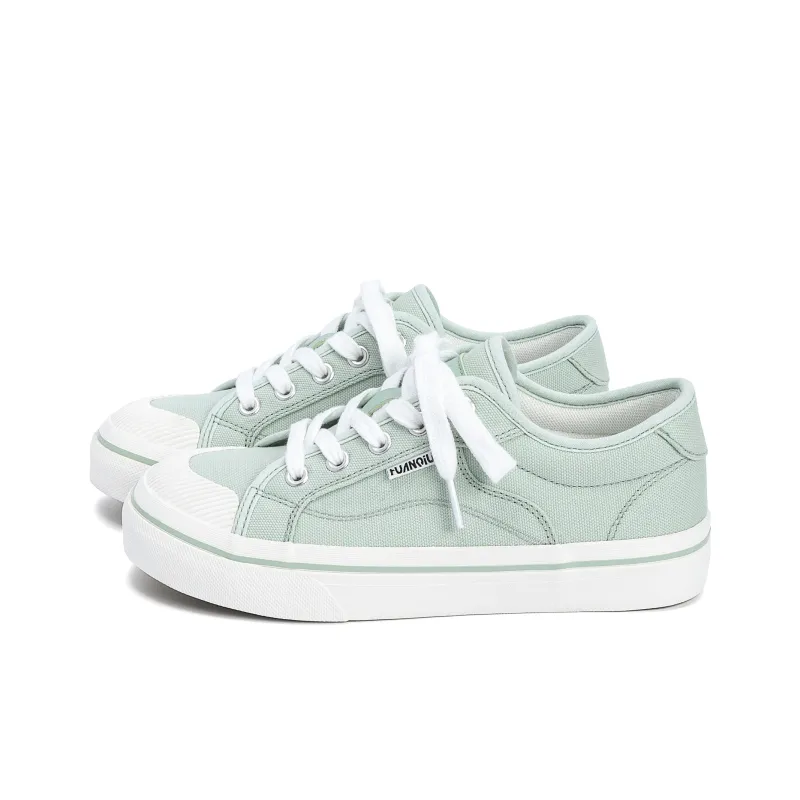 HUANQIU Abrasion Resistant Lightweight Balance Low Top Canvas Shoes Women's Mint Green-2