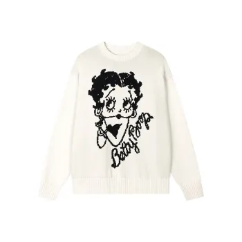 BETTY BOOP Knitted Fabric Sweater Women's Beige Apricot