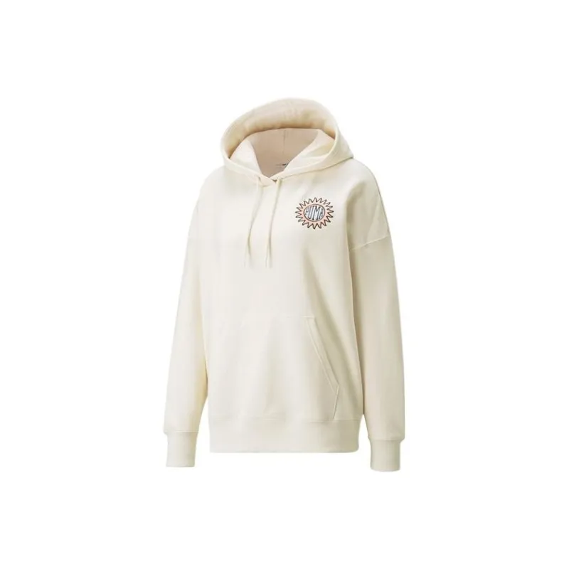 PUMA Downtown Sweatshirts Women's Cotton Linen Blend In Natural Color-0