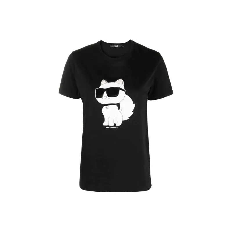 Karl Lagerfeld Ikon Choupette Organic cotton T shirt-0