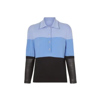 Burberry Long sleeve Leather Detail Polo Shirt