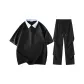 Black[2.0 Cooling Sensation]Short-Sleeved+Cooling Ice Silk Pants