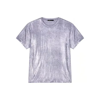 Maje Lamé Round neck T shirt