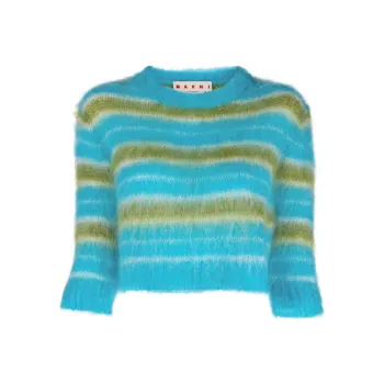 MARNI Striped Cropped Crewneck Jumper