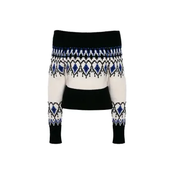 Alexander McQueen Patterned Off shoulder Jumper
