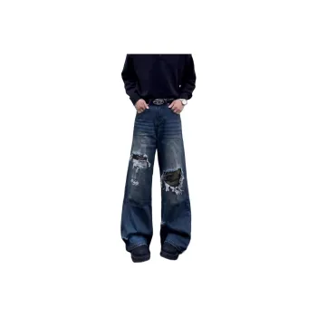 DUATOGE Jeans Men's Vintage Blue 