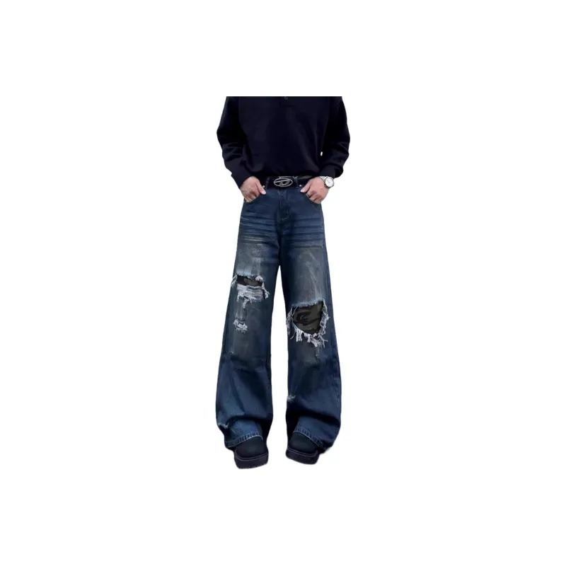 DUATOGE Jeans Men's Vintage Blue -0