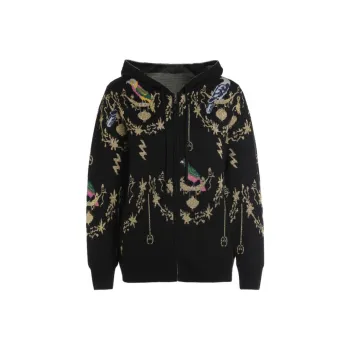 QIAOWANNI Sweater Women's Ink Black Goldfinch