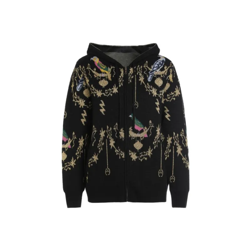 QIAOWANNI Sweater Women's Ink Black Goldfinch-0