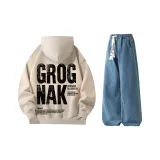 Ecru+Dark Blue Pants
