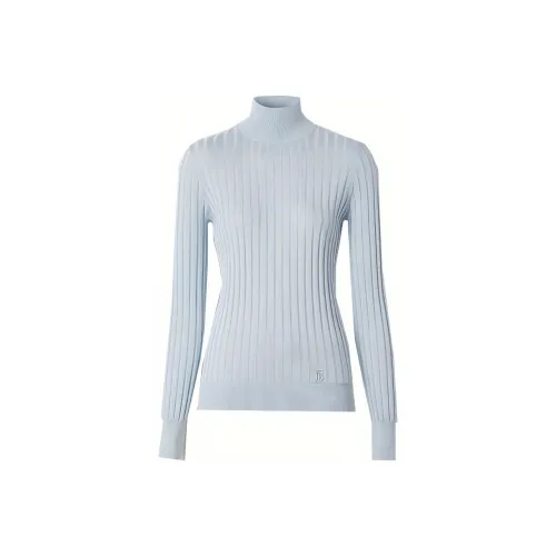 Burberry Turtleneck Slim Fit Knitwear Women's Light Blue 80447231