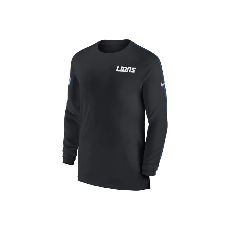 Nike Detroit Lions Men's Dri-FIT NFL Long-Sleeve Top Soccer Jerseys Men's Black-0