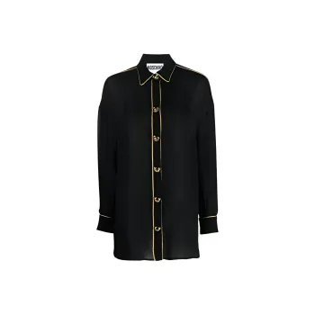 MOSCHINO Logo button Silk Shirt
