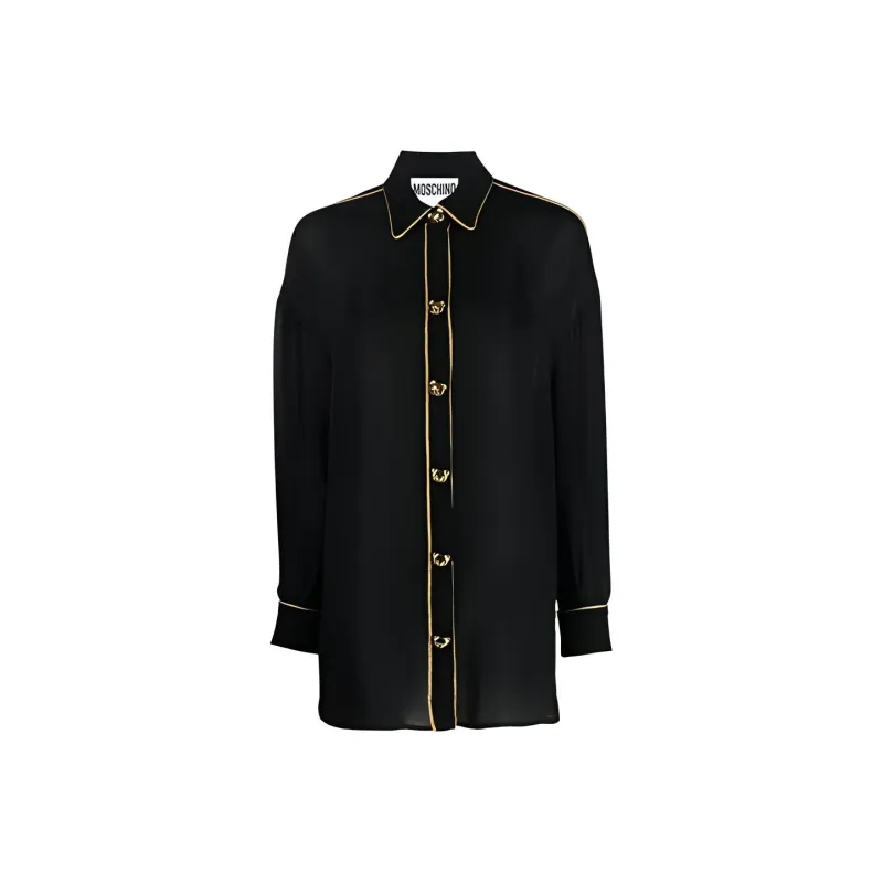 MOSCHINO Logo button Silk Shirt-0