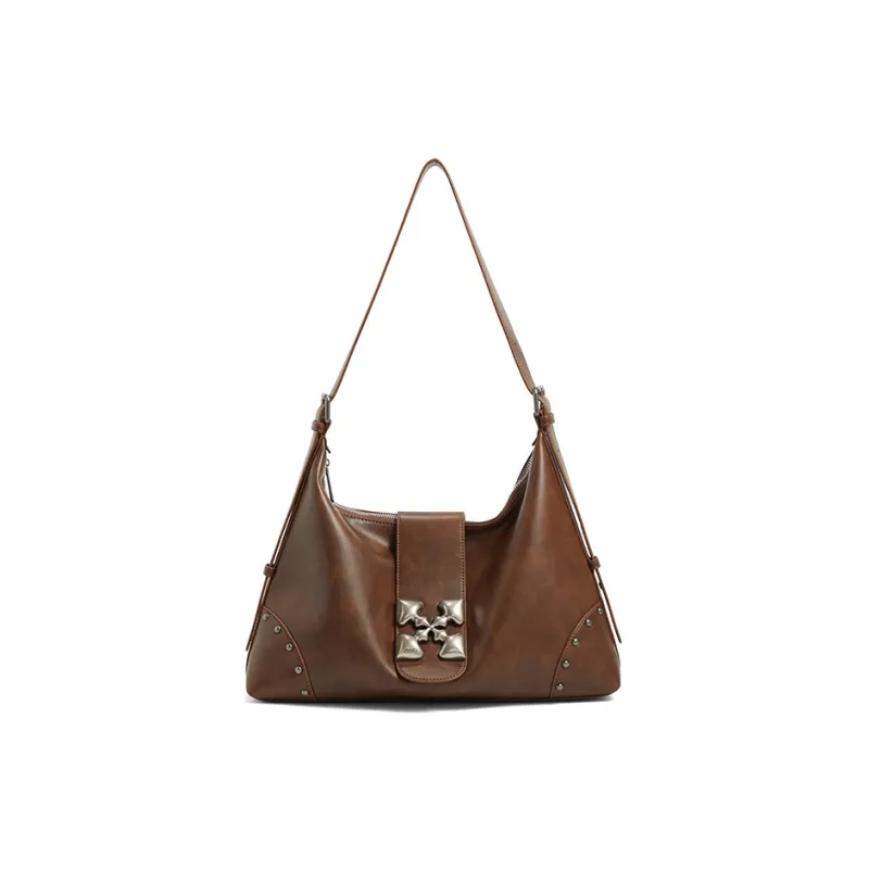 JACD PU Large Capacity Versatile Shoulder Bag Medium Size Unisex Black/Brown-0