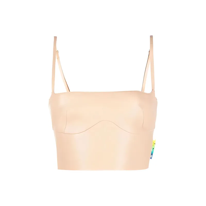 OFF WHITE Cropped Leather Bustier Top-0