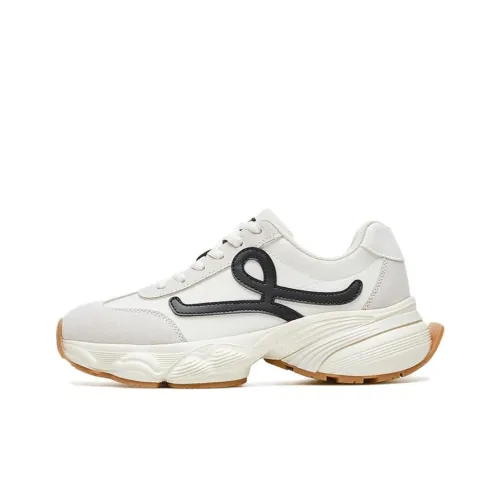 AGSDON Chunky Sneakers Women's Low Top Beige Black/Beige Red/Yellow