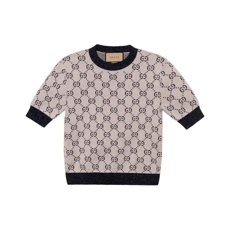 GUCCI GG motif Lamé Knitted Top-0