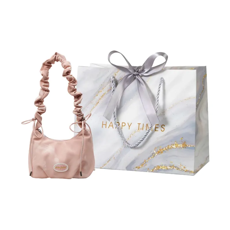 Miss Angel Fabric Shoulder Bag, Crossbody Bag Women's Silver/Black/Pink-10