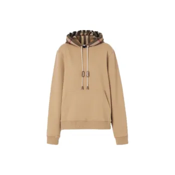 Burberry Women's Tartan Motif Cotton Sweatshirt Beige