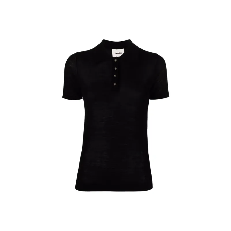NANUSHKA Semi sheer Knitted Polo Shirt-0