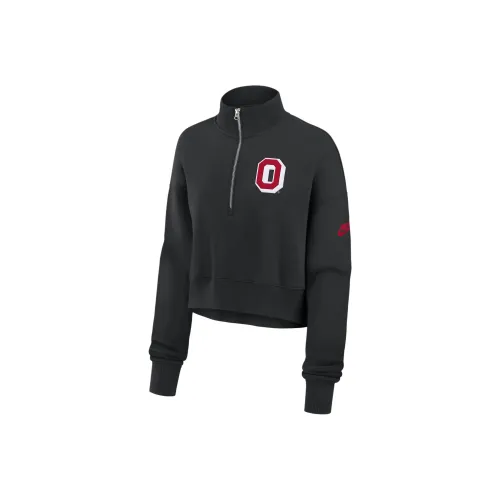 Nike Ohio State Buckeyes Legacy Elevated Logo Women's Nike College Cropped 1/4-Zip Crew
