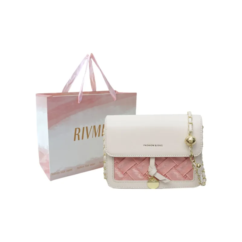 RIVMIND PU Shoulder Bag Women's Ecru/Pink/Green/Black-4