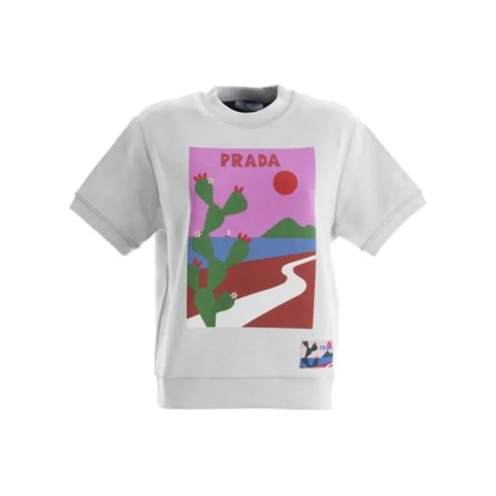 PRADA SS23 Drop Shoulder Sleeve T-Shirt Women's White-0