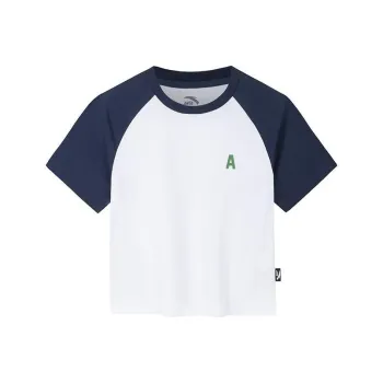 Anta Life Collection Raglan Sleeve T Shirt Women's Pure White/Dark Navy Blue