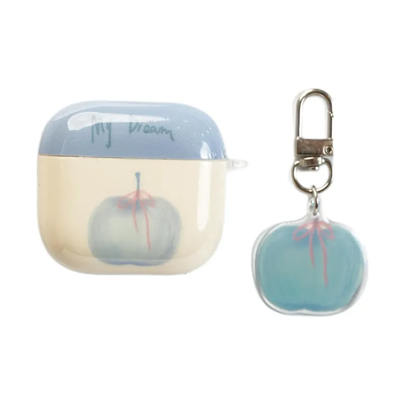 Wei Xin Apple AirPods 4/2/3/4th Generation/AirPods Pro/Pro 2 TPU Graffiti Blue Apple Pendant Headphone Cases-1