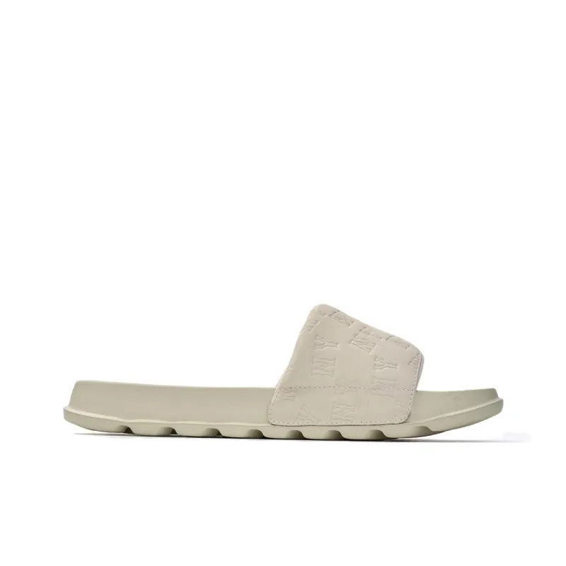 MLB MONOGRAM Series New York Yankees Team Slip Resistant Abrasion Resistant Slide Slippers Unisex Heather Gray Sand-1