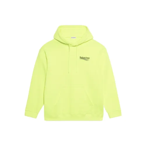Balenciaga Women'ss Political Campaign Medium Fit Hooded Sweatshirt Fluo Yellow Black