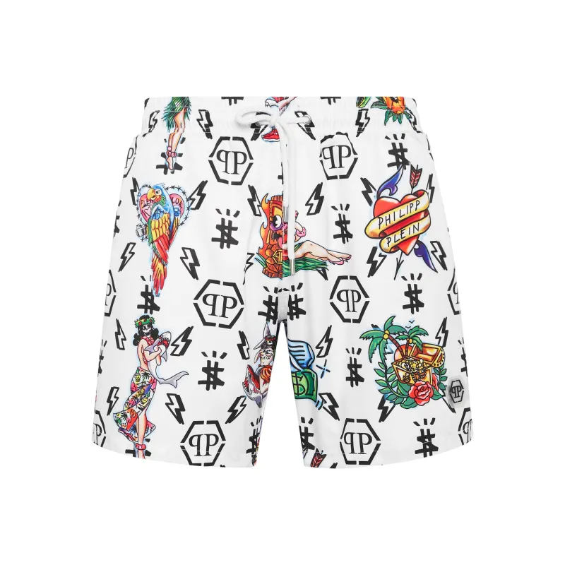 PHILIPP PLEIN Graphic print Swim Shorts-0
