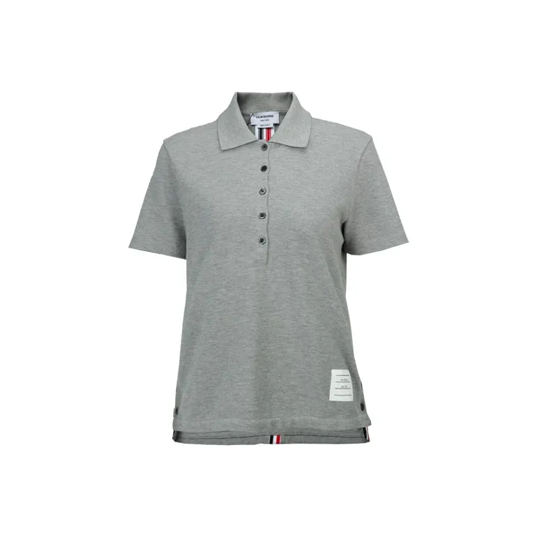 THOM BROWNE Center Back Stripe Piqué Polo Top-0